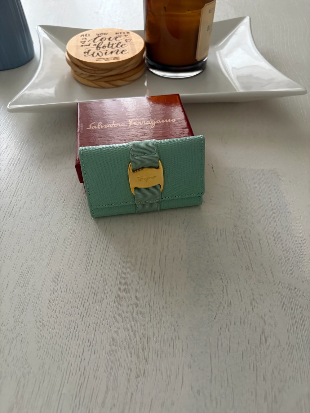 Salvatore Ferragamo Mint Green Keycase